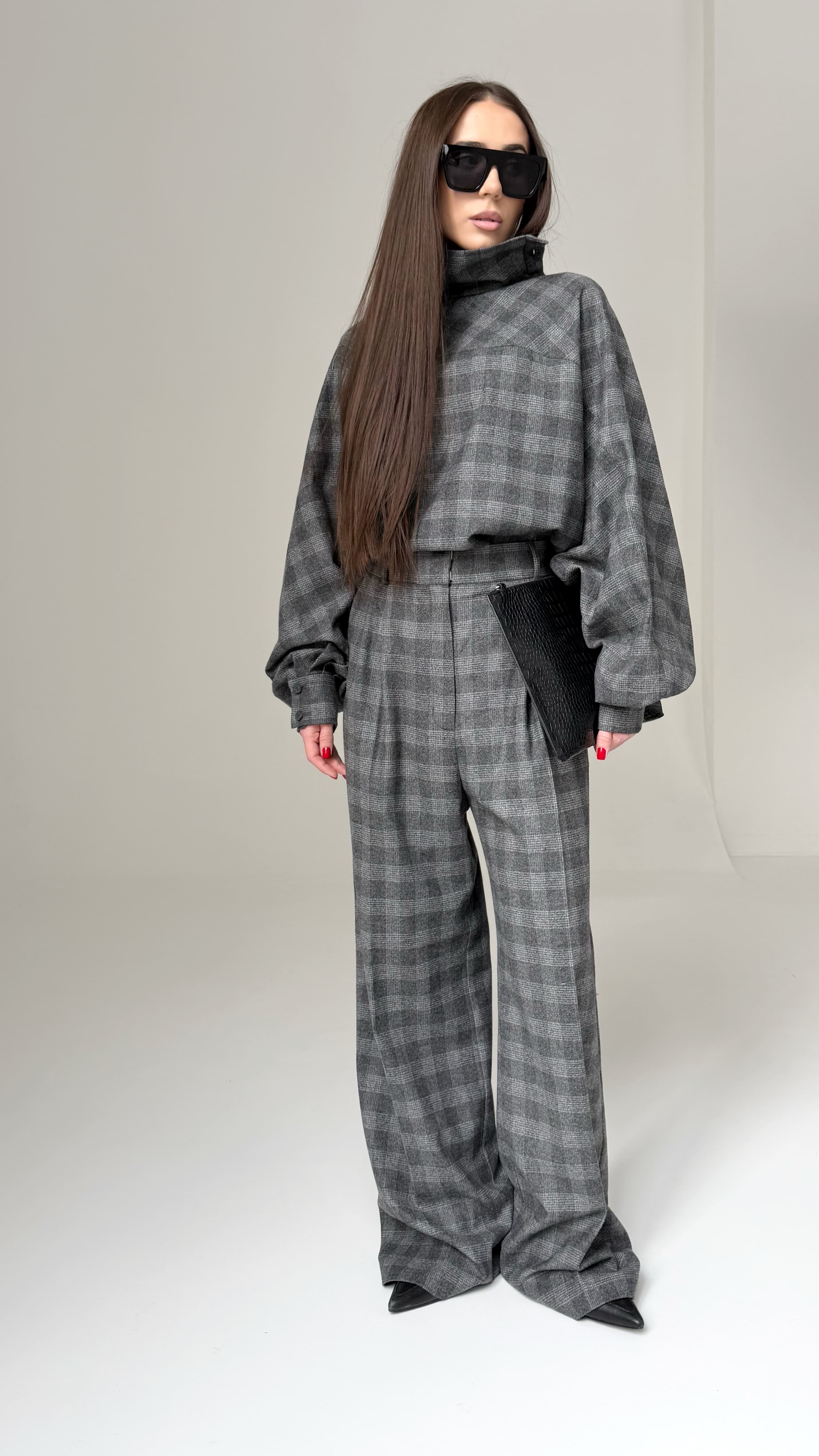 Блуза-батник в клетку — фото 6