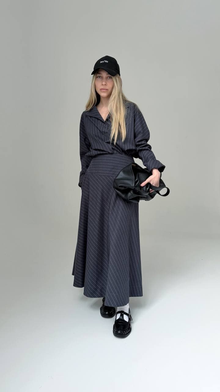 Юбка на кокетке в полоску