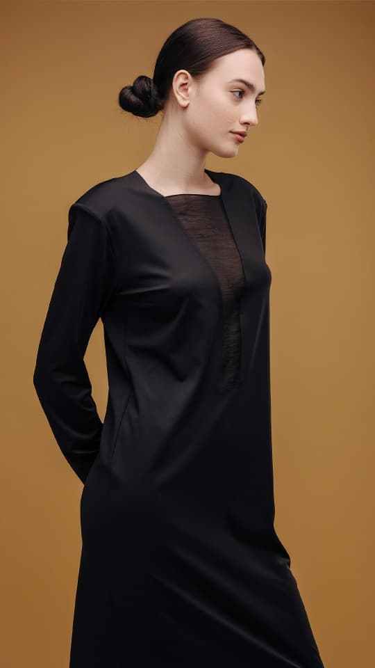 Платье с бумажным шифоном и рукавами