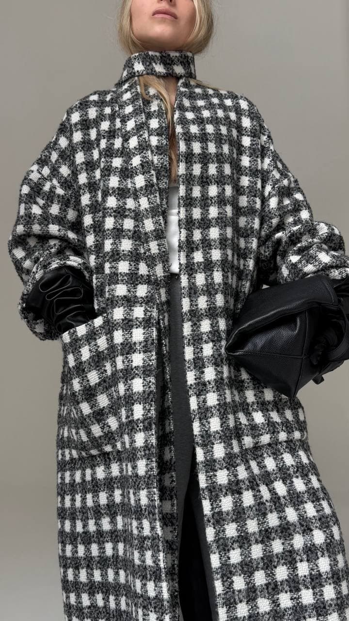 Пальто-плед клетка — фото 3