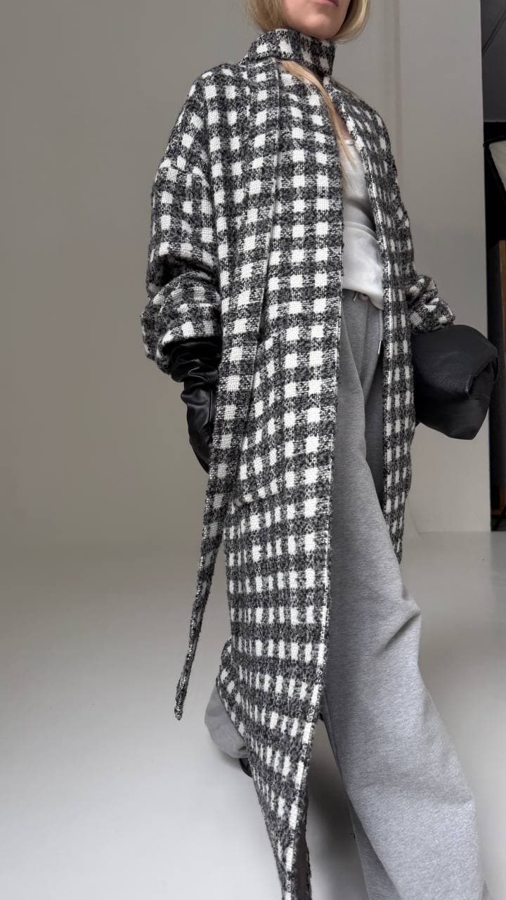 Пальто-плед клетка — фото 4